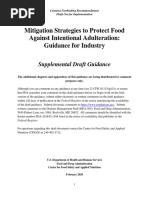 Draft Guidance Mitigation Strategies To Protect Food Against Intentional Adulteration