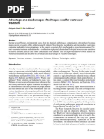 Advantages and Disadvantages of Techniques Used For Wastewater Treatment