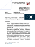 RESOLUCION N.º 00305-2022-JEE-HMGA/JNE: Elecciones Regionales Y Municipales 2022 Jurado Electoral Especial de Huamanga