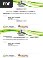 Certification: This Is To Certify That MYLENE V. SALUSTIANO, Adviser of GRADE IV