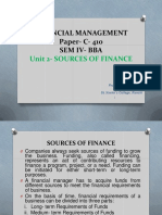 Unit 2 - Sources of Finance