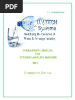 Instruction For Use: Operational Manual For Sticker Labeling Machine TB-1