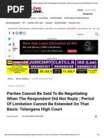 Parties Cannot Be Said To Be Negotiating When The Respondent Did Not Reply Period of Limitation Cannot Be Extended On That Basis - Telangana High Court