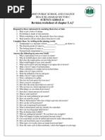 Revision Worksheet of Chapter 5, 6,7