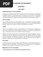 Accounting Cost Sheet