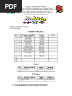 Formato de Nomina de Atletas Copa Maltín Polar