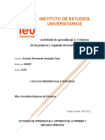 Actividad de Aprendizaje 3. Criterios de La Primera y Segunda Derivada