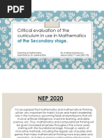 Critical Evaluation of Curriculum at Secondary Stage