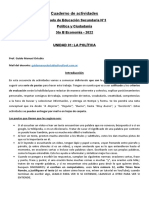 Cuaderno de Actividades - Politica y Ciudadania 5to B - Unidad 01 - EESN°3 - 2022