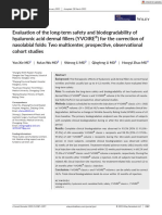 Evaluation Long-Term Safety Biodegradability Hyaluronic Acid Dermal Fillers (YVOIRE®) Correction Nasolabial Folds Two Multicenter, Prospective, Observational Cohort Studies - Xie, 2022