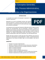 Tema 1 - Conceptos Generales, Los Gerentes y Las Organizaciones