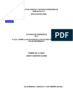 ACTIVIDAD de APRENDIZAJE No. 2 "F.O.D.a. Sobre La Aplicación de La Psicología en El Proceso Salud-Enfermedad"