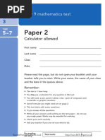 Paper 2: Year 9 Mathematics Test