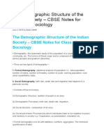 The Demographic Structure of The Indian Society - CBSE Notes For Class 12 Sociology