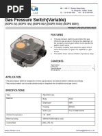 Gas Pressure Switch (Variable) : (SGPS 3V) (SGPS 10V) (SGPS 50V) (SGPS 150V) (SGPS 500V)