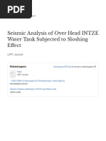 Seismic Analysis of Over Head INTZE Water Tank Subjected To Sloshing Effect