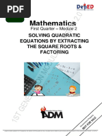 Mathematics: Solving Quadratic Equations by Extracting The Square Roots & Factoring