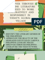 Discover Through Philippine Literature The Need To Work Cooperatively and Responsibly in Todays Global Village