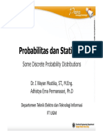 Probabilitas Dan Statistika: Some Discrete Probability Distributions