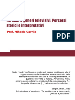 Formati e Generi Televisivi. Percorsi Storici e Interpretativi