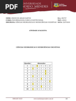 Avaliação - CIÊNCIAS NEUROLÓGICAS E NEUROCIÊNCIAS COGNITIVAS