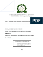 Programmes Evaluation Form in Respect of Institutional Administration, Library Services and General Studies