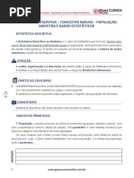 Aula 1 - Estatística Descritiva - Conceitos Iniciais - População, Amostra e Dados Estatísticos