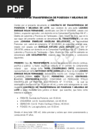 CONTRATO DE TRANSFERENCIA DE POSESION Yhordy Valdera