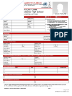 Application Form For Admission To Senior High School: Emilio Aguinaldo College