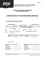 Certificate of Watchkeeping Service: Technological Institute of The Philippines