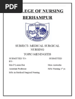 College of Nursing Berhampur: Subject-Medical Surgical Nursing Topic-Meningitis