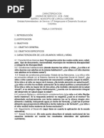 Tabla de Contenido Del Analisis de La Acaracterizacion de La Unidad de Servicio HCB Fami (Modelo)