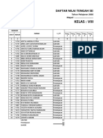 Blangko Daftar Nilai Kelas 8