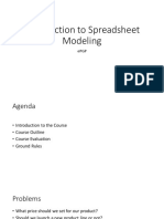 Introduction To Spreadsheet Modeling