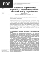 Continuous Improvement Capability: Assessment Within One Case Study Organisation