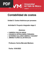 Contabilidad de Costos: Unidad 3: Costos Históricos Por Procesos