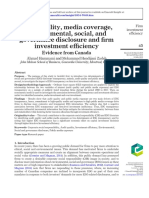 Audit Quality, Media Coverage, Environmental, Social, and Governance Disclosure and Firm Investment Efficiency - Evidence From Canada