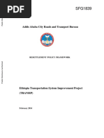 Ethiopia Addis Ababa Urban Transport and Land Use Support Project Resettlement Policy Framework