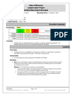 State of Minnesota Monthly Status Report (Example) : Project