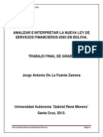 Trabajo Final de Grado Ley de Servicios Financieros 393 en Bolivia