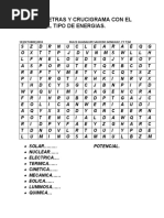 Fisica, Sopa de Letras y Crucigrama de Tipos de Energias.