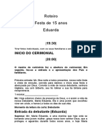 Roteiro Cerimonial 15 Anos Maria Eduarda.