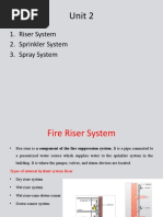 Unit 2: 1. Riser System 2. Sprinkler System 3. Spray System