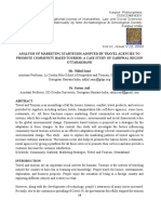 Analysis of Marketing Startegies Adopted by Travel Agencies To Promote Community Based Tourism: A Case Study of Garhwal Region Uttarakhand