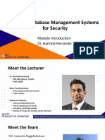 Database Management Systems For Security: Module Introduction Dr. Harinda Fernando