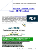 Complete July 2022 Pakistan Current Affairs MCQs in PDF Download