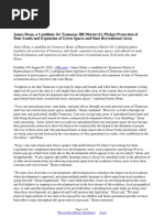 James Sloan, A Candidate For Tennessee HR District 63, Pledges Protection of State Lands and Expansion of Green Spaces and State Recreational Areas