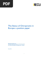 Status of Chiropractic in Europe A Position Paper May 2013