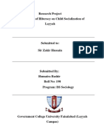 A Research Project On Effects of Illiteracy On Child Socialization of Layyah