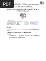 Lab 1. ANALISIS DE LA OXIDACION METALICA DEL COBRE POR EFECTO A ALTAS TEMPERATURAS